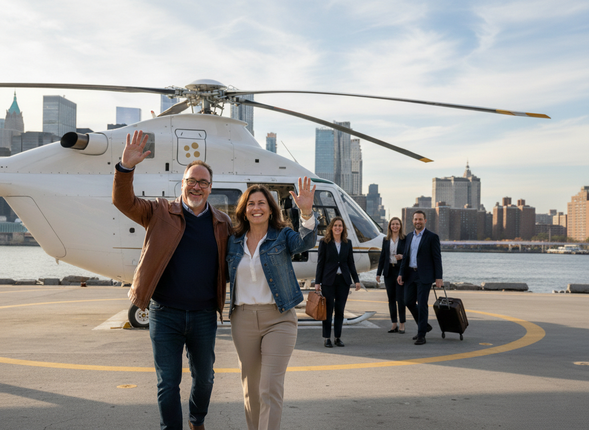 Founders with helicopter